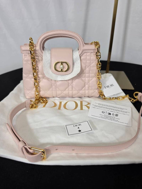 Dior Jolie Top Handle Minitasche – Cannage Lammleder Puderrosa – Full Set