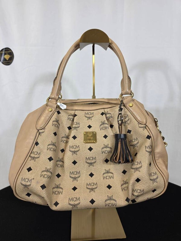 MCM Visetos Handtasche – Beige – Canvas & Leder – 8/10