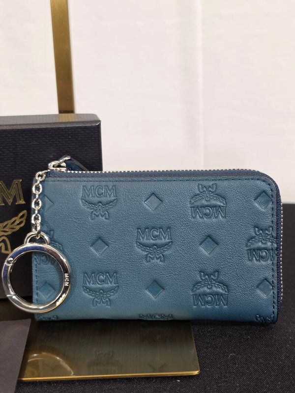 MCM Klara Mini Zip Wallet / Key Pouch – Blau-Türkis – neuwertig & unbenutzt