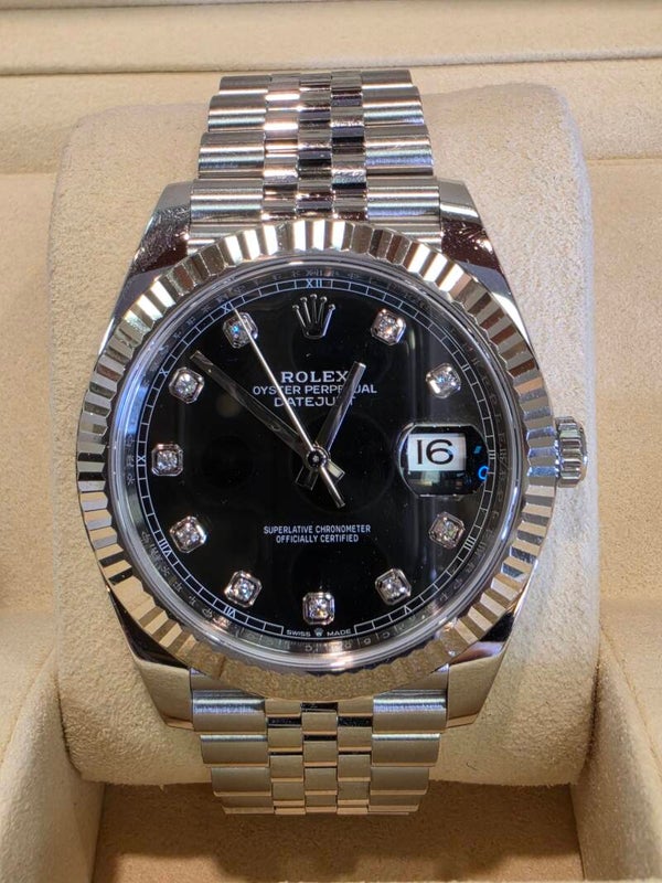 Rolex Datejust 41 – Ref. 126334 – Schwarzes Diamant-Zifferblatt – Jubilee – Full Set 2019