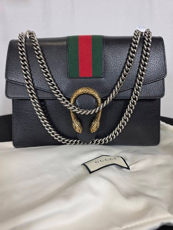 Gucci Dionysus Web Large Schultertasche – Schwarzes Leder – 8,5/10