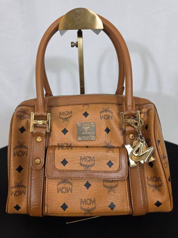 MCM VINTAGE VISETOS BOSTON POCKET BAG – COGNAC – MIT ABNEHMBAREM MCM CHARM – 8/10