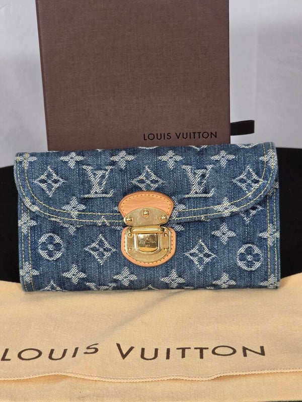 Louis Vuitton Portefeuille Amelia Monogram Denim Blau – Vintage 2007 – Sammlerstück – 8,5/10