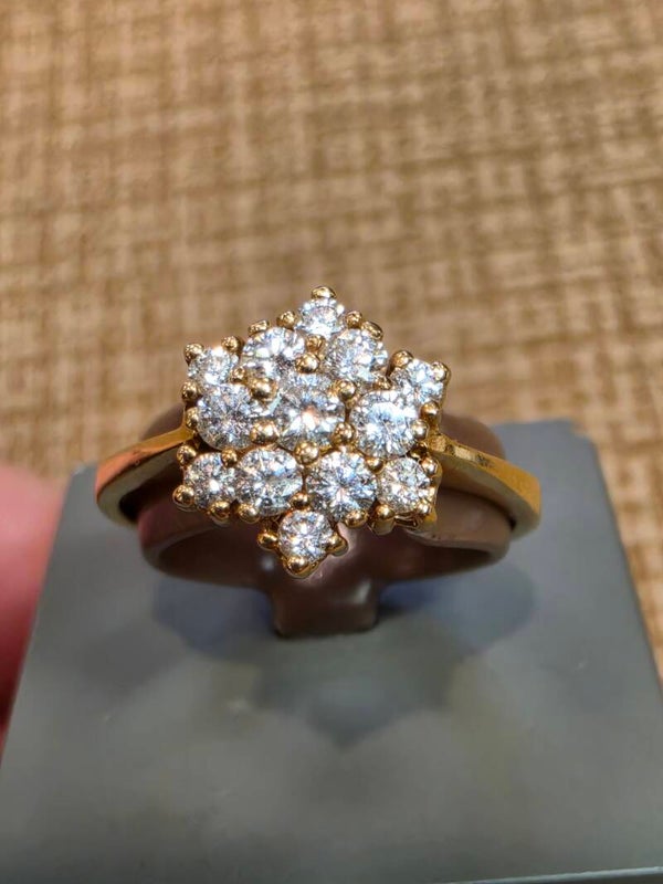 14 Karat Gelbgold Brillantring – funkelnder Diamant-Cluster – Ringgröße 53 – ca. 0,40 ct