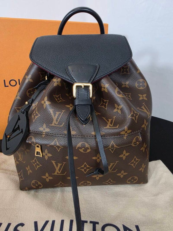 Louis Vuitton Montsouris PM / NM – Monogram Canvas & schwarzes Leder – Full Set mit Originalrechnung von 2021 – 9,5/10