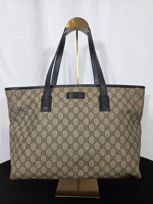 Gucci GG Supreme Medium Tote Bag – Klassischer Monogram Shopper mit Lederhenkeln – Vintage – 8,5/10