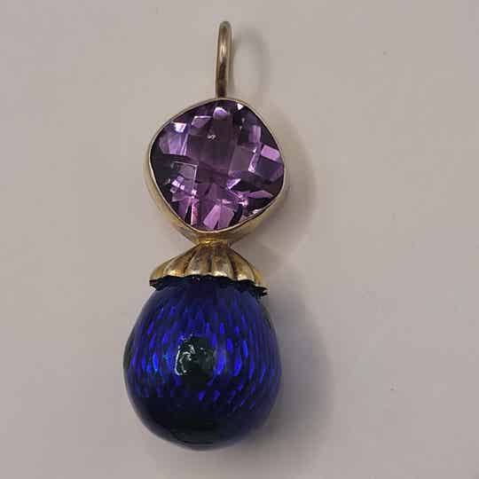 ❤Anhänger aus 925er Silber und Vergoldung mit Amethyst und Emaille