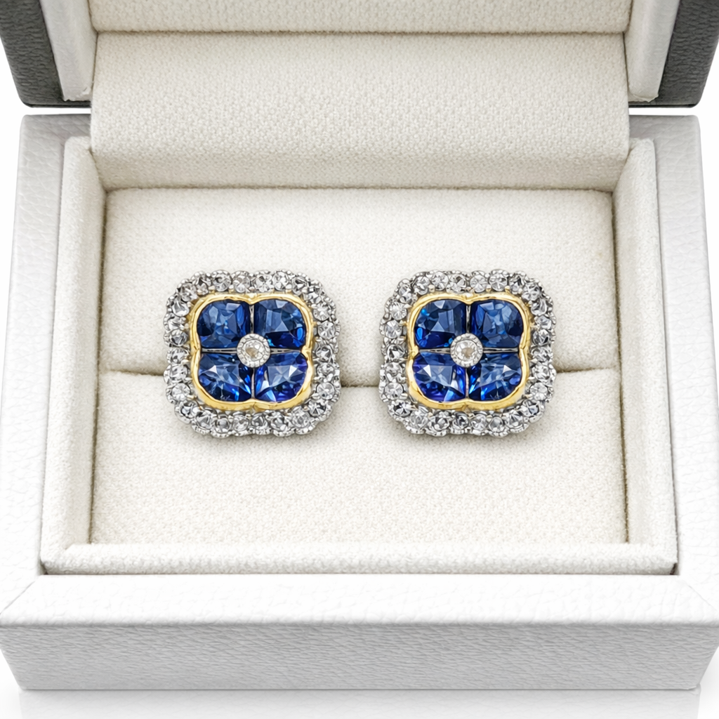 ❤Antike Jugendstil Ohrstecker aus 585er Gelb-/Weißgold um 1910