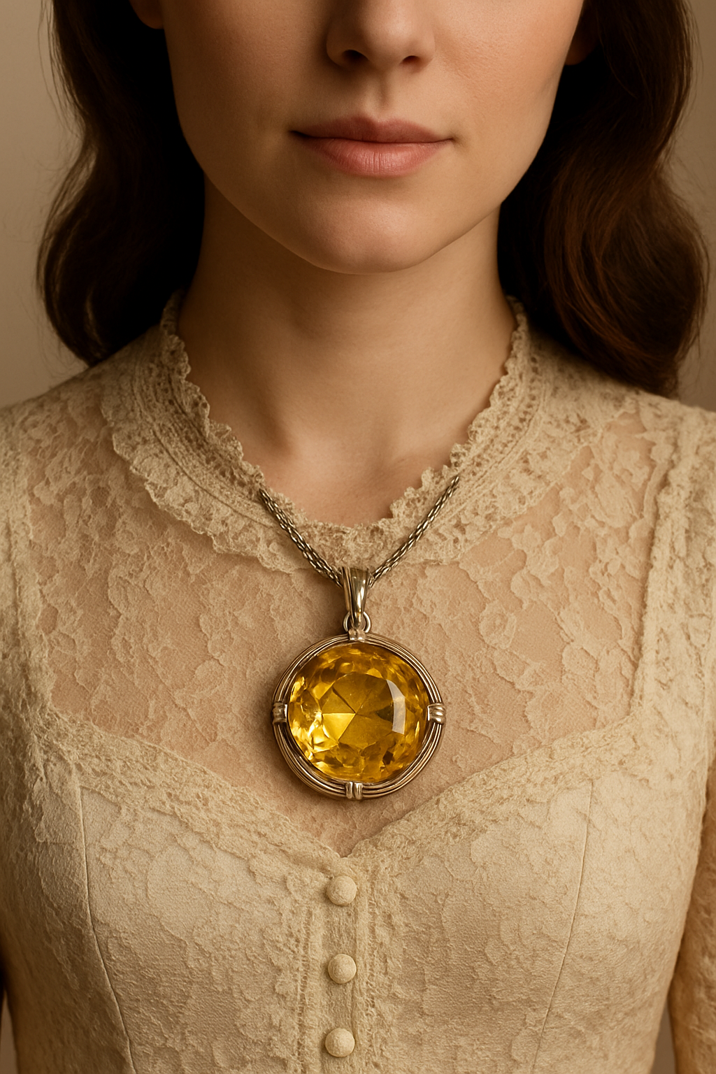 ❤ Gigantischer Art Deco Citrin Anhänger aus 800er silber