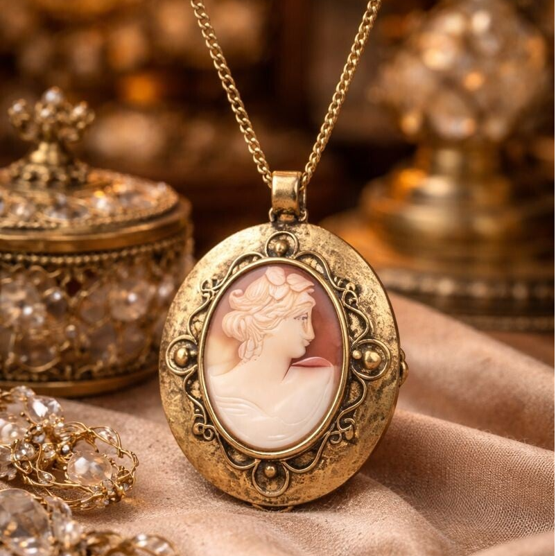 ❤ XXL Jugendstil Kamee Anhänger aus 800er silber um 1920