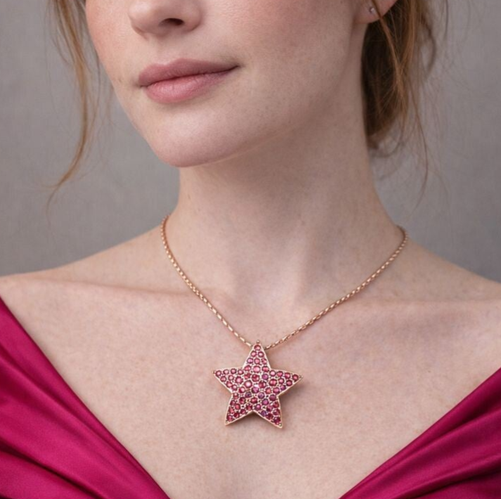 ❤ Großer Rubin Stern aus 925er Silber