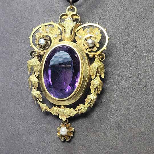 ❤Sammlerstück viktorianischer Anhänger/Brosche aus 585er Gelbgold