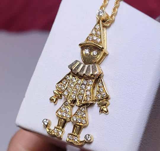 ❤Vintage Harlekin Anhänger aus 750er Gelbgold mit 50 Brillanten