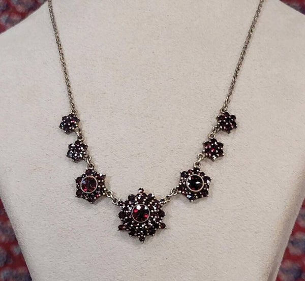 ❤Antikes Jugendstil Granatcollier aus Tombak Handarbeit um 1900