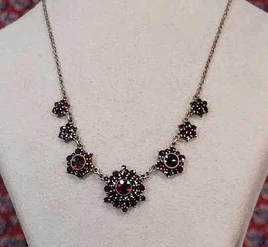 ❤Antikes Jugendstil Granatcollier aus Tombak Handarbeit um 1900