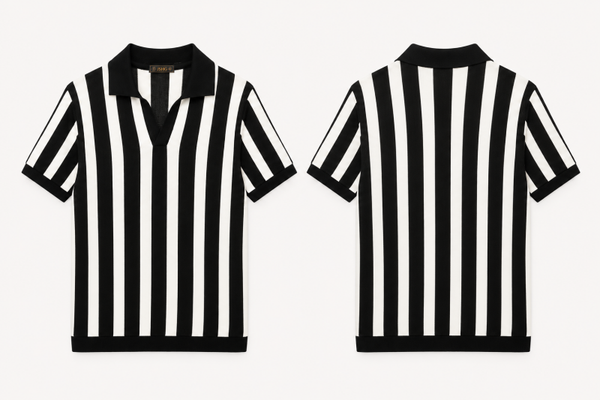 Camiseta de Hombre de Punto a Rayas Blanco y Negro-Antoni