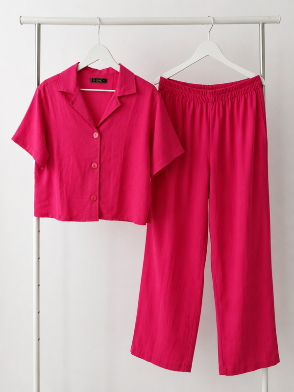 Conjunto Fucsia de Camisa y Pantalón-akira