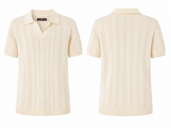 Camiseta Polo de Punto Hombre Beige Texturizada-Z