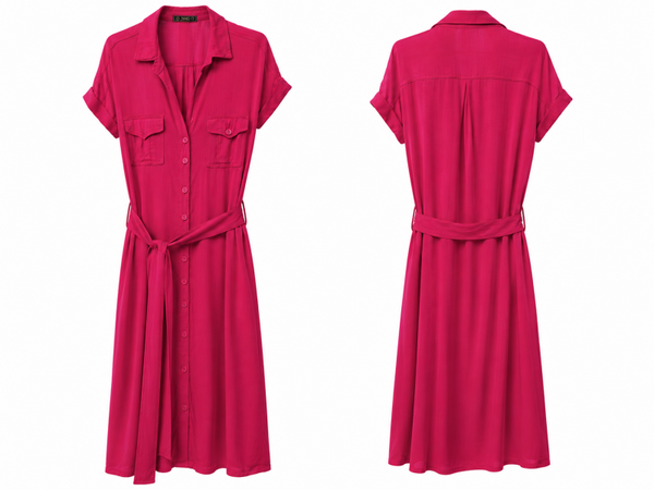 Vestido Camisero JSHG – Color Fucsia | 100% Lino Peruano