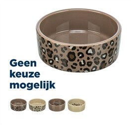 TRIXIE VOERBAK / DRINKBAK LEO KAT KERAMIEK PANTERPRINT ASSORTI 12 CM 300 ML