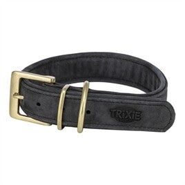 TRIXIE HALSBAND HOND PURE LEER ZWART S-M 31-37X3 CM