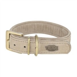 TRIXIE HALSBAND HOND PURE LEER LICHTGRIJS M 36-43X3 CM