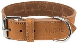 TRIXIE HALSBAND HOND RUSTIC VETLEER HEARTBEAT BRUIN 55-65X4 CM