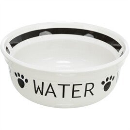 TRIXIE DRINKBAK HOND WATER KERAMIEK WIT / ZWART 600 ML 15 CM