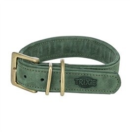 TRIXIE HALSBAND HOND PURE LEER SALIEGROEN S-M 31-37X3 CM
