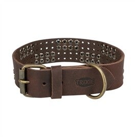 TRIXIE HALSBAND HOND RIVET RUSTIC VETLEER DONKERBRUIN M 38-47 CMX4 CM