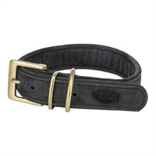 TRIXIE HALSBAND HOND PURE LEER ZWART L-XL 52-63X4 CM