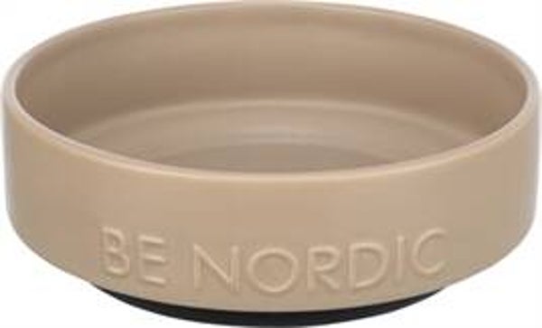 TRIXIE BE NORDIC VOERBAK HOND KERAMIEK / RUBBER TAUPE 16 CM