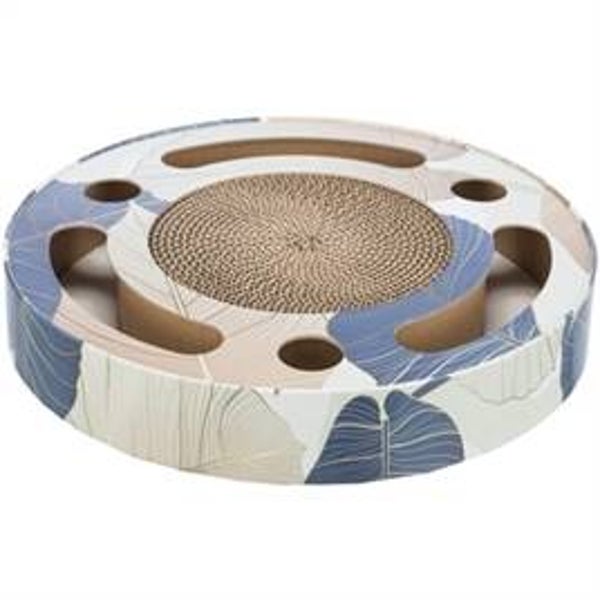 TRIXIE KRABTROMMEL MET BALLEN KARTON MET CATNIP BLAUW 33X33X5,5 CM