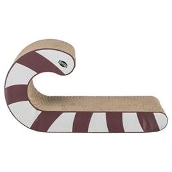 TRIXIE XMAS KRABPLANK CANDY CANE KERSTSTOK DONKERROOD / WIT 42X21,5X13 CM