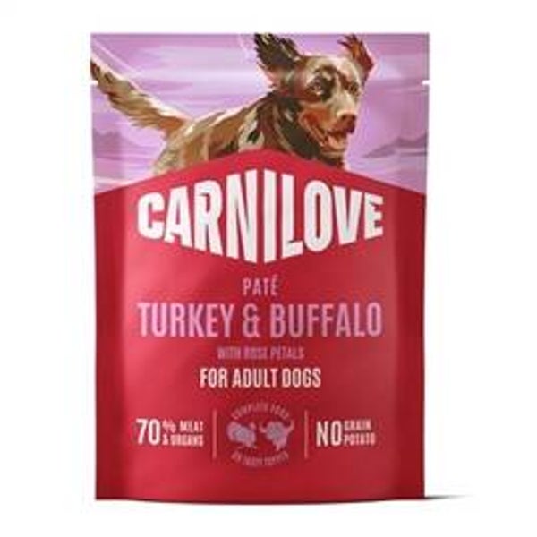 CARNILOVE POUCH TURKEY / BUFFALO / ROSE PETALS 12X300 GR
