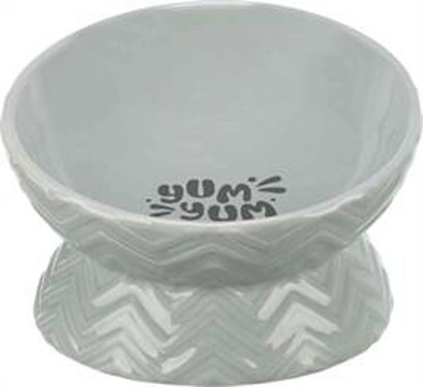 TRIXIE VERHOOGDE VOERBAK / WATERBAK KERAMIEK GRIJS 350 ML 17 CM