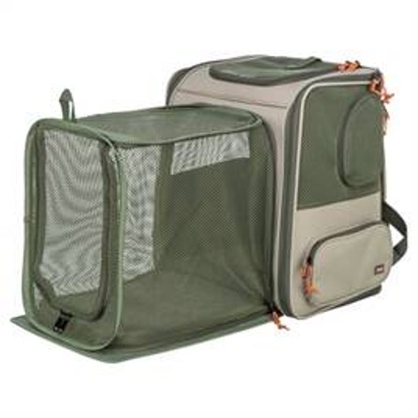 TRIXIE RUGZAK ROCCO MAXIMAAL 10 KG BEIGE / OLIJFGROEN 40X30X42 CM