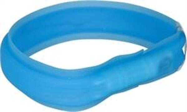 TRIXIE LICHTGEVENDE HALSBAND HOND USB FLASH LIGHT OPLAADBAAR BLAUW 30 MMX50 CM 2 ST