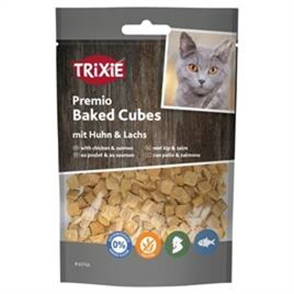 TRIXIE PREMIO BAKED CUBES MET KIP EN ZALM 50 GR