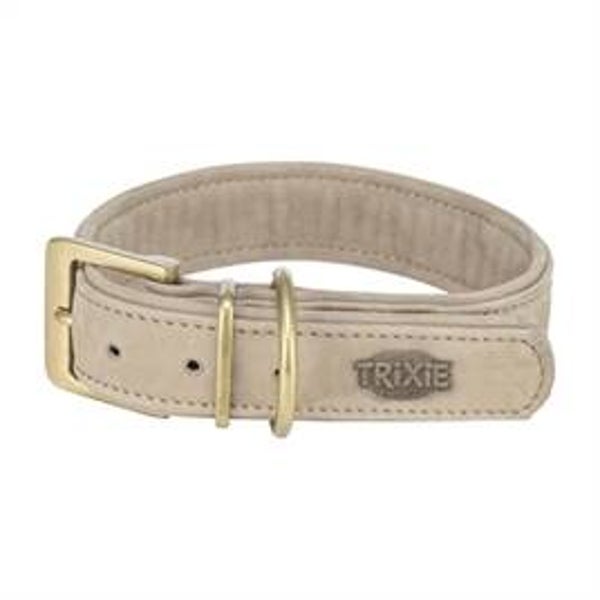 TRIXIE HALSBAND HOND PURE LEER LICHTGRIJS L 47-44X4 CM