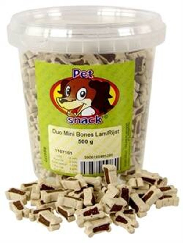 PETSNACK BOTJES MINI DUO LAM / RIJST 500 GR