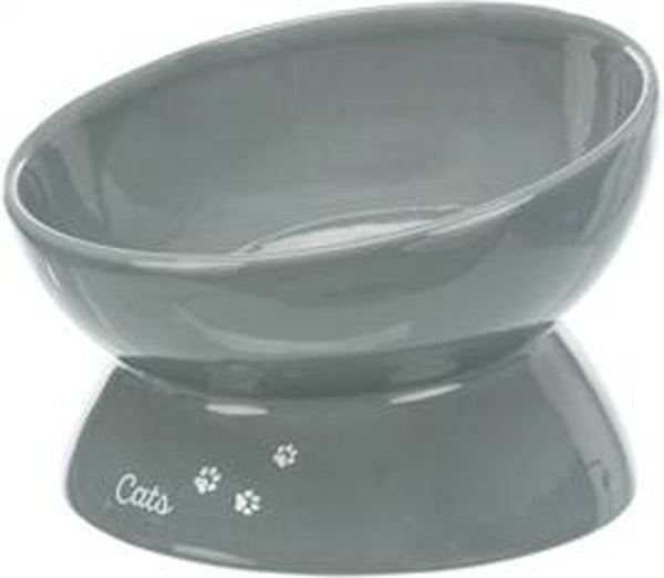TRIXIE VOERBAK KAT XXL KERAMIEK VERHOOGD GRIJS 350 ML 17 CM