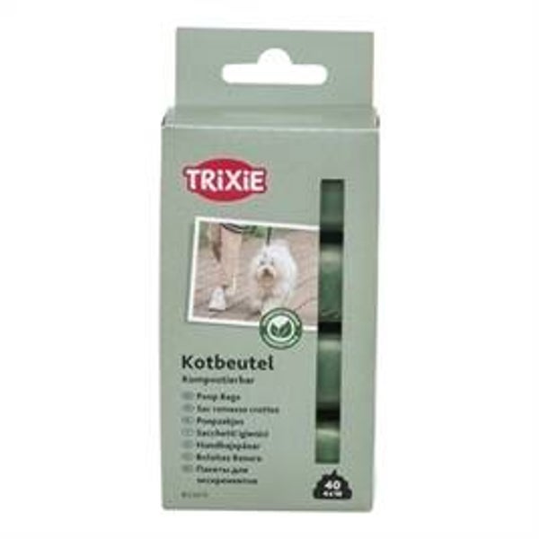 TRIXIE POEPZAKJES COMPOSTEERBAAR BOSGROEN 4X4X10 STUKS