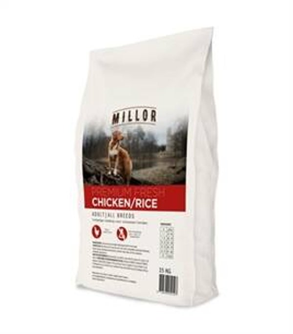 MILLOR PREMIUM EXTRUDED FRESH ADULT CHICKEN / RICE 15 KG