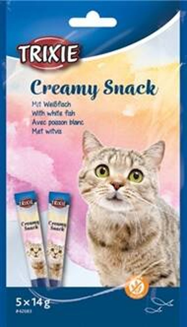 TRIXIE CREAMY SNACK WITVIS 5X14 GR 6 ST