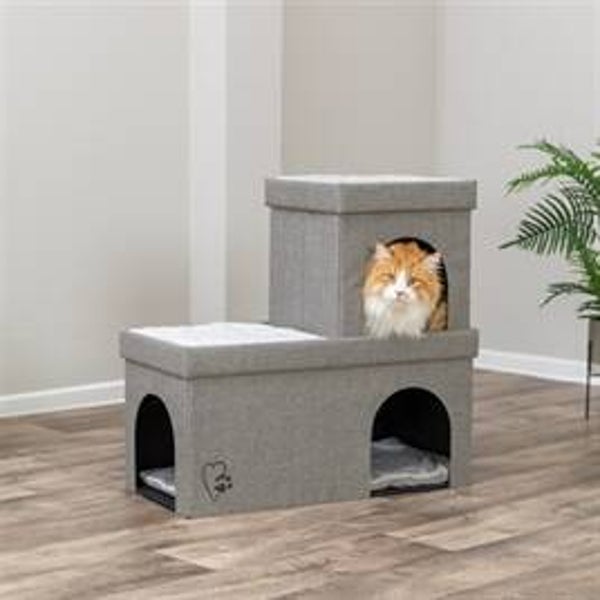 TRIXIE KATTENMAND / KATTENHUIS KIMY SOFT 2 VERDIEPINGEN LICHTGRIJS 76X37X72 CM
