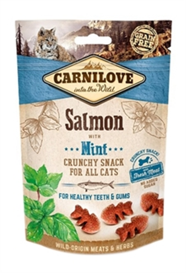 CARNILOVE CRUNCHY SNACK ZALM / MUNT 50 GR