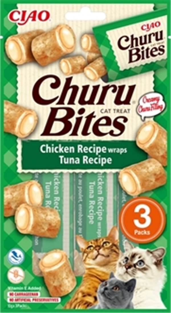INABA CHURU BITES CAT CHICKEN RECIPE WRAPS TUNA RECIPE 3X10 GR