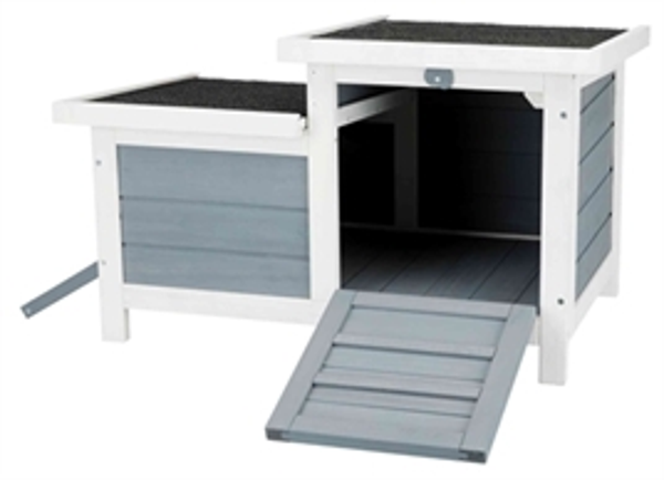 TRIXIE KNAAGDIERHUIS MET 2 INGANGEN GRIJS / WIT 70X45X43 CM