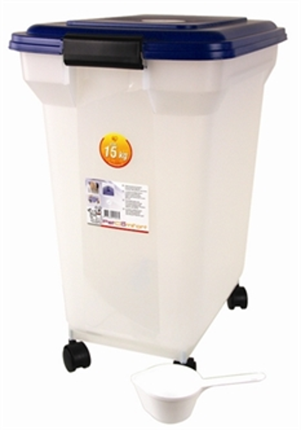 BEWAARCONTAINER LUCHTDICHT TRANSPARANT / BLAUW 45 LTR 46X33,5X50 CM